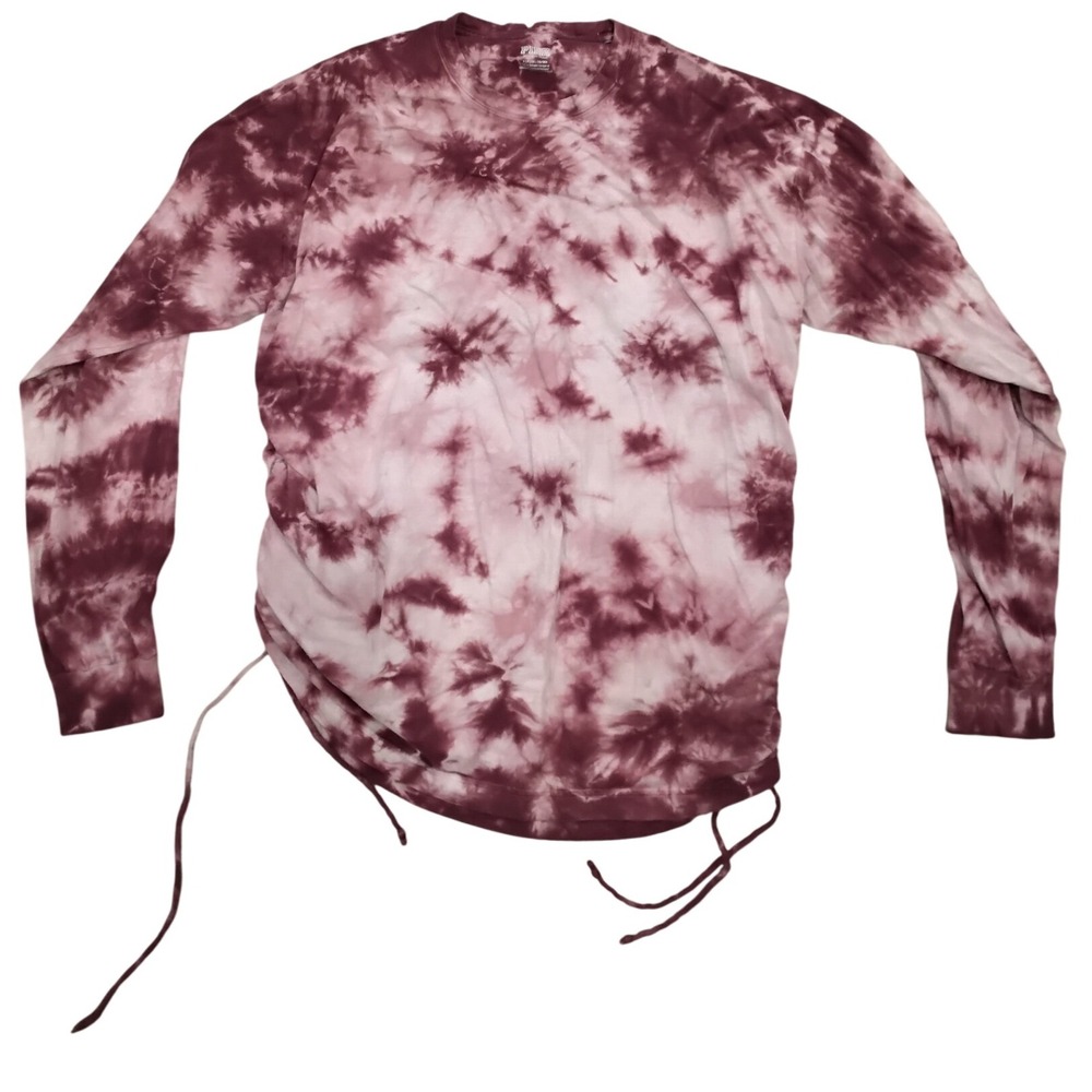 PINK‎ Victoria's Secret Tie Dye Long Sleeve Top Burgundy S Drawstring